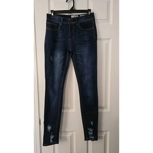 Indigo Ren Womans Jeans Size 7 X 30 Distressed Dark Blue